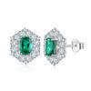 Sterling Silver 100% 925 Emerald Zircon Gemstone Engagement Luxury Earrings For Women Girls Fine Jewelry