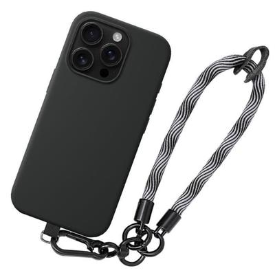 Чехол - для iPhone - 16 Pro Max - Противоударный - Съемный ремешок - Черно-серый