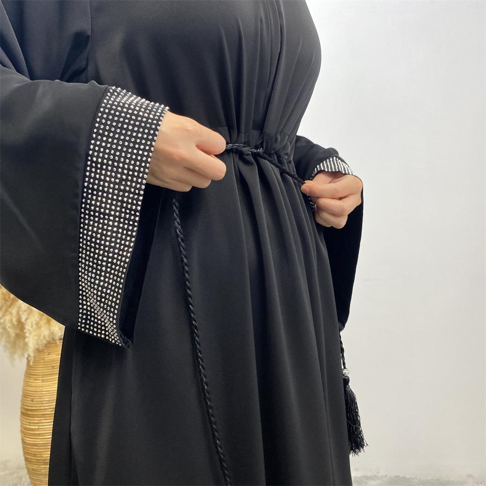 S-XXL Ближневосточная мусульманская модная женская одежда, горячее лоскутное платье со шнуровкой и карманами, длинный халат