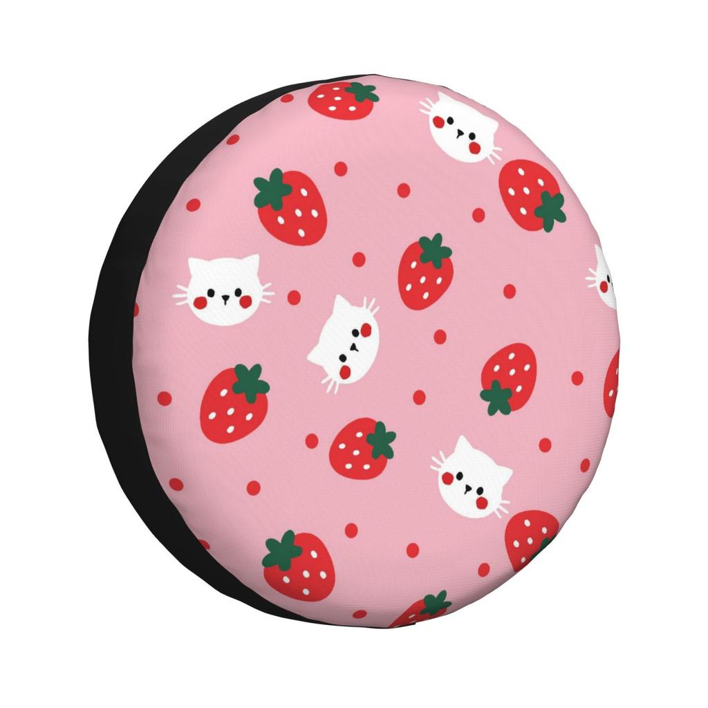 Strawberry Anti-UV Tire Cover for Trailer RV SUV Waterproof Spare Tire Cover with Anti-Fouling Coating 14 15 16 17 Inches