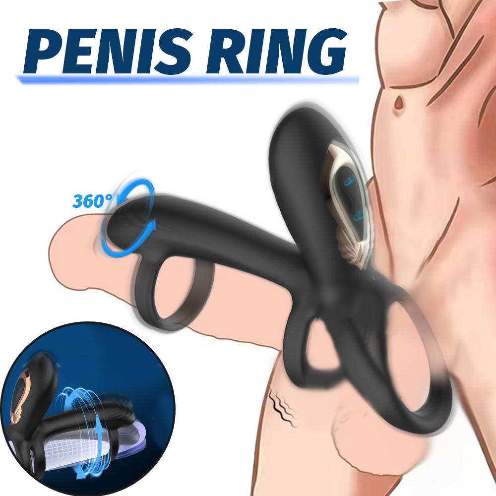 Couple Cock Penis Ring Vibrator Male G-Spot Pleasure Stimulation Delay Ejaculation Cock Ring Erection Extender Adult Sex Toys
