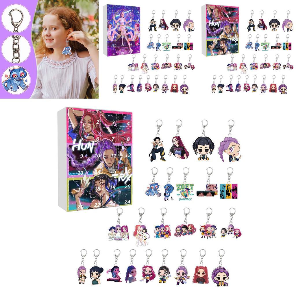 Kpop Demon Hunters Christmas Advent Calendar Keychain Acrylic Collectible For Holiday Gifting