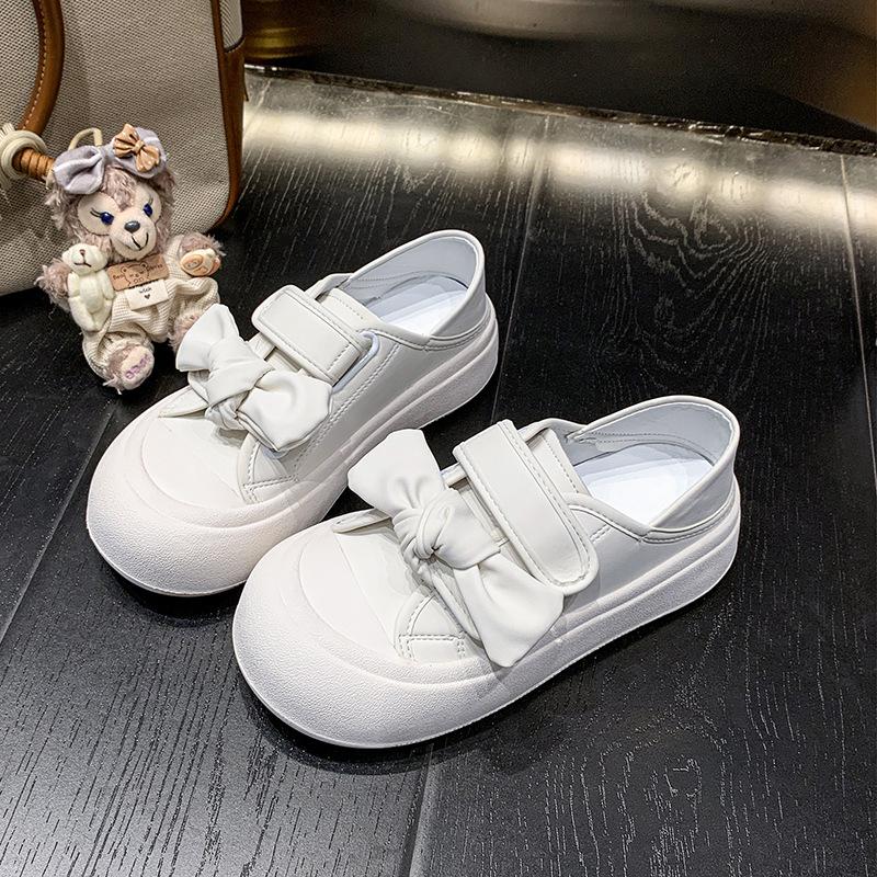 Платформенные белые туфли женские весна 2025 новые белые повседневные туфли на липучках уродливо-милые туфли с большой головой низкие одинарные туфли