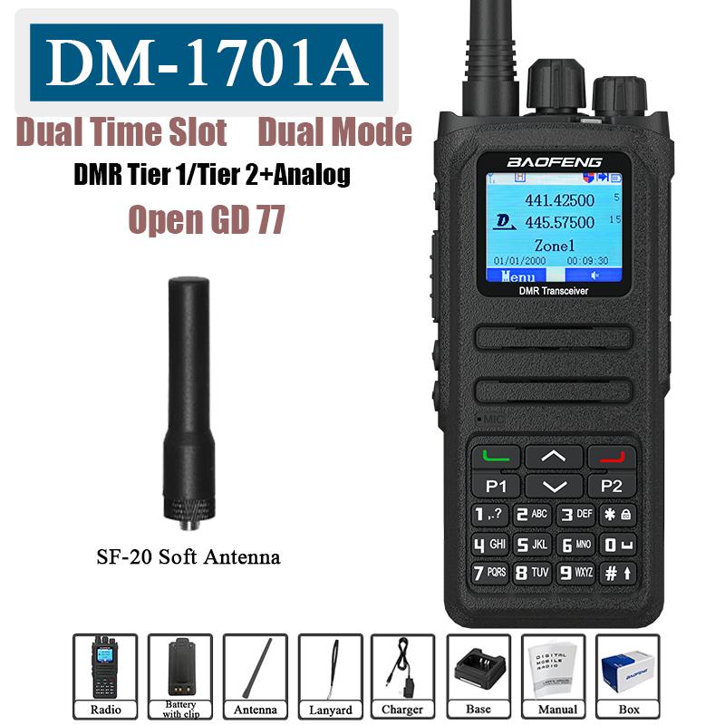 Baofeng DMR DM-1701A Walkie Talkie Open GD77 Installed Dual Mode Analog And Digital Tier 1+2 Dual Time Slot Long Range Ham Radio