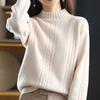 Свитер с высоким воротом, женский, однотонный, повседневный, с длинным рукавом, зимний, ленивый, с жареными вставками из теста, пуловер