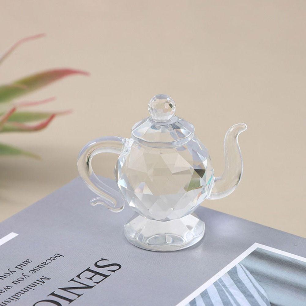 Clear Crystal Teapot Figurine Teapot shape Glass Teapot Teapot Sculpture Ornament Wedding Gift