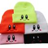 Осенне-зимняя унисекс шерстяная шапка Kirby для студентов с милой вышивкой в виде смайлика и глаза, теплая шапка-пуловер