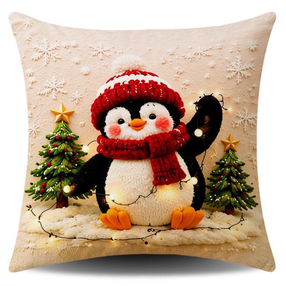 Soft Fabric Christmas Pillow Cover Square Sofa Pillow Case New Holiday Throw Cushion Home Decor