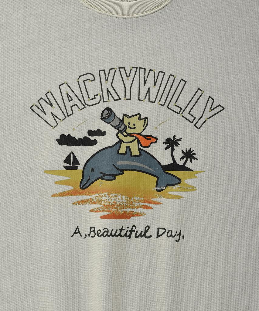 WACKY WILLY Kiki Washed Graphic Sweatshirt Beige