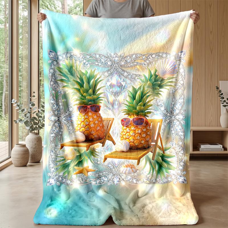 Pineapple Bubbles Rainbow Art Theme blanket Lightweight Warm Flannel Blanket Decorative Throw Blanket for Home Decoration