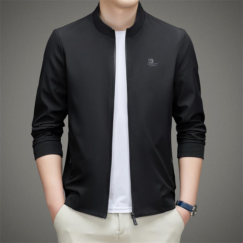 Весна и осень Новая куртка с воротником-стойкой Мужская однотонная универсальная модная куртка Куртка Мужская повседневная куртка
