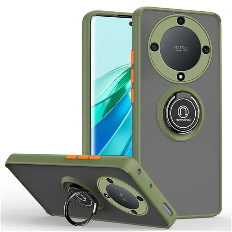 Чехол Armor Matte Case For Honor Magic6 5 Lite 5G Magic 6 5 Pro X9B X8B X7B X9A X8A Ring Magnetic Holder Stand Shockproof Coque Fundas