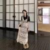 Vintage Mori Style Sleeveless Crochet Midi Dress with Cardigan