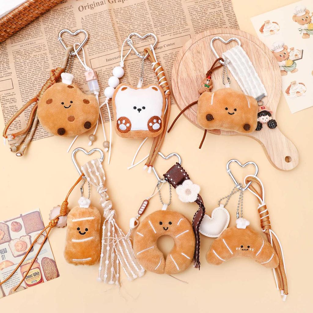Cute Miu Style Cartoon Bread Plush Doll Keychain Ornament