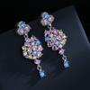 European and N Temperament Color Zircon Flower Earrings Earrings Woman Simple Daily Three Dimensional Camellia Earrings