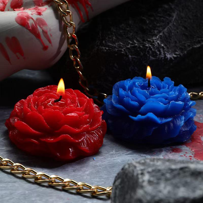 Светящаяся в темноте ароматическая свеча из соевого воска - Роза и Пион