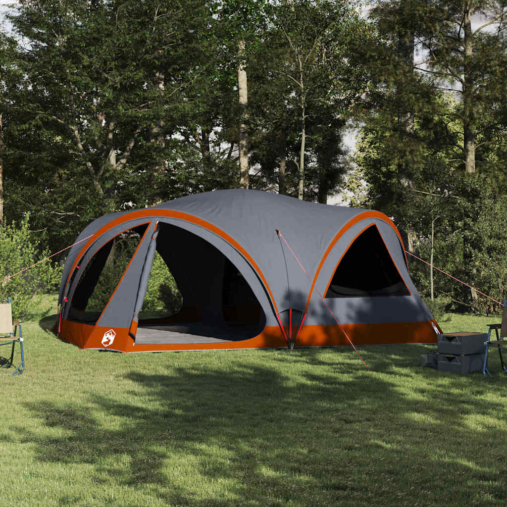 Family Tent for 10 Persons Gray and Orange 460 x 430 x 214 cm