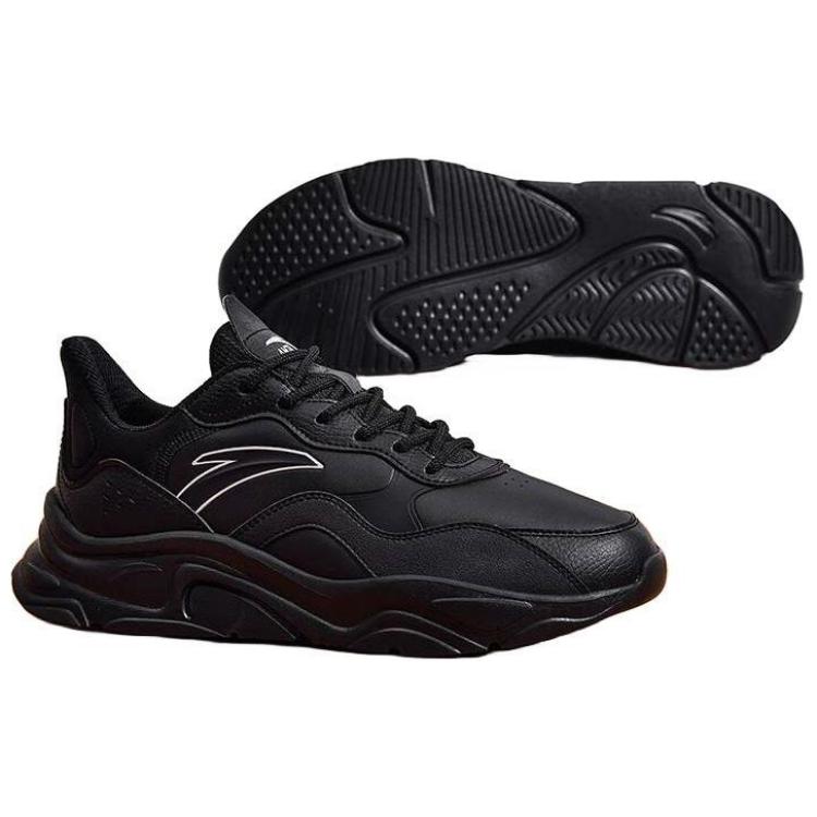 Anta Little Millennium Fashion Comfortable Versatile Non-Slip Wear-Resistant Increased Height Low-Top Casual Shoes Men Casual Shoes Black 912448811-3