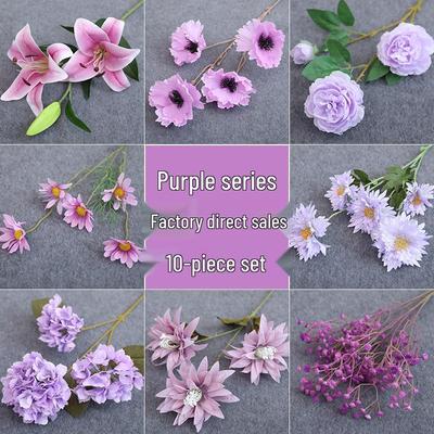 Фиолетовый Шелковый Букет Невесты из Гортензий: Цветочный декор для прохода