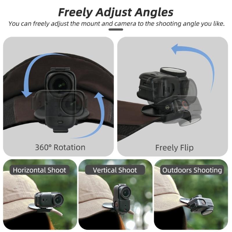 360°Rotatable Adjustable Hat Clip Mount For OsmoNano Action Camera Holder HandsFree Recording During Outdoor Sports