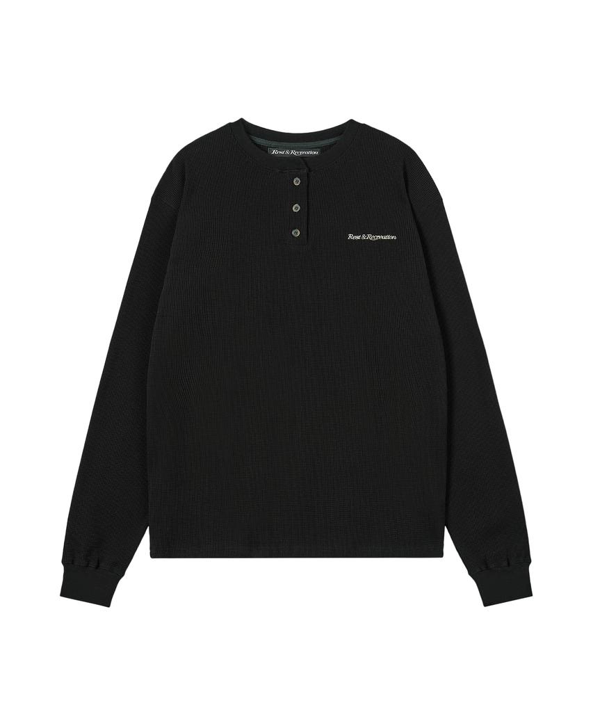 REST&RECREATION Henley Neck Top - Black