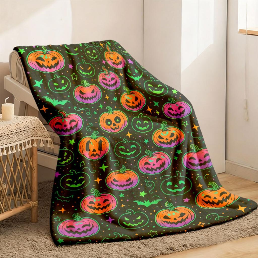 Blanket with Fun Pumpkin Design Best Gift Soft And Comfortable Throw for Sofa Or Camping