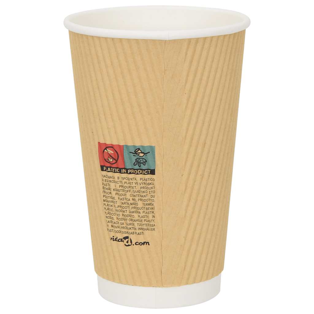 Vidaxl Papierowe Kubki, 500 Szt., 16Oz, 400Ml, Brązowy