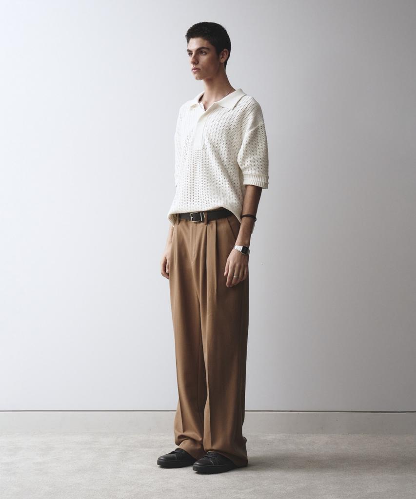 MAISON MINED Брюки с двумя складками широкие Saint Бежевые
