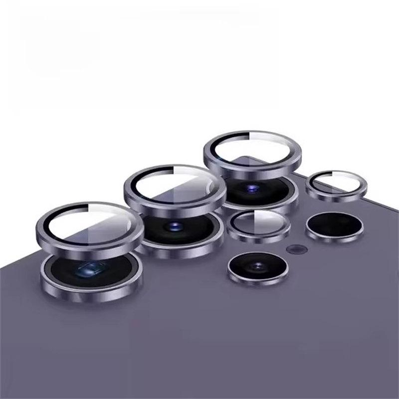 Camera Matel Ring For Samsung Galxy S24 Ultra S23 FE Plus S24+ S22 Ultra Back Lens Tempered Glass Cover Guard Rear Case Cap