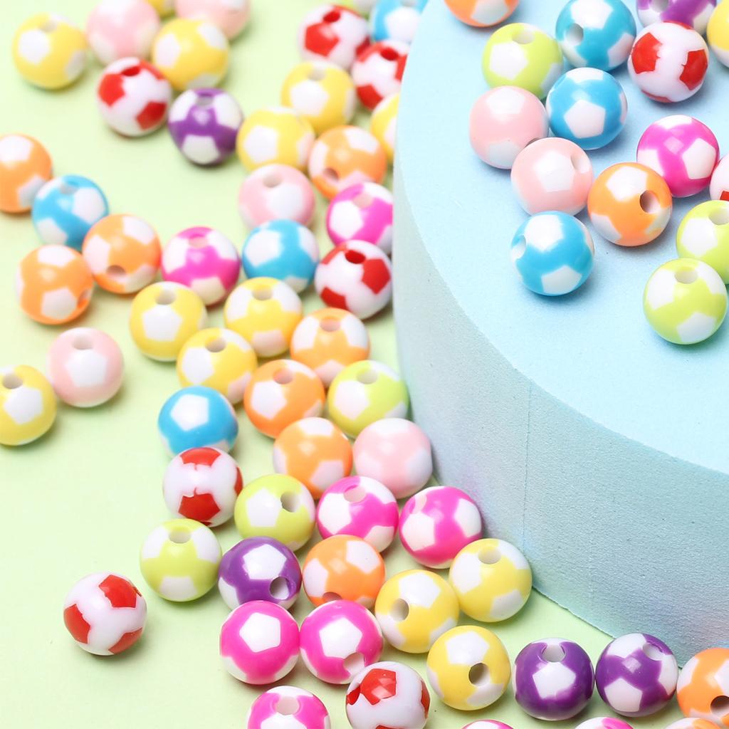 Акриловые бусины, бусины, акриловые бусины в виде футбола, бусины в виде футбола, 10 шт., карамельные цвета, россыпью, для изготовления ювелирных изделий, кулонов, модных ручных изделий