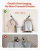 Clothes Rack, Rolling Clothing Garment Rack with 2 Hanging Rods and 2 Storage Shelves, 120 kg Load Capacity, Adjustable Height Carbon Steel Clothing
