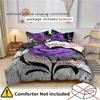 3Pcs Soft And Comfortable Purple Rose Print Duvet Cover Set For Bedroom And Guest Room Includes 1 Duvet Cover And 2 Pillowcases