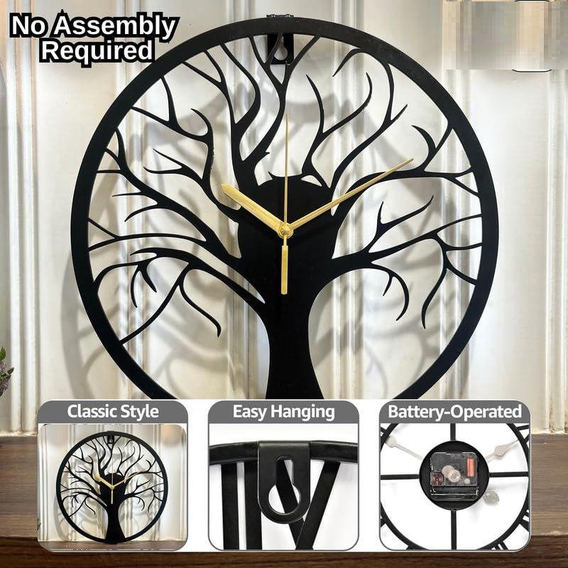 Stylish Modern Classic Design Wall Mount Clocks | Elegant 12-Inch Wall Hanging Timepiece for Home, Office, Living Room, Bedroom Decor (Tree Design)