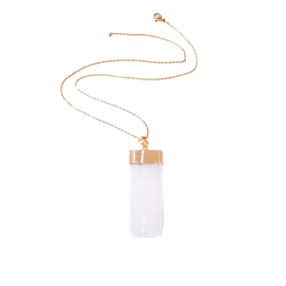 Натуральный неправильной формы квадратный гипсовый кристалл камень кулон ожерелье DIY ювелирные изделия