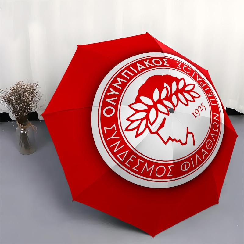 Olympiacos F.C. Logo Automatic Opening and Closing, 8 rib Structure Portable Umbrella, Suitable for Men and Women in All Seasons Perfect Gi
