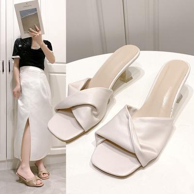 Летние новые простые босоножки на высоком каблуке с одним ремешком, каблук-рюмочка, высокие каблуки, детская обувь, полушлепанцы