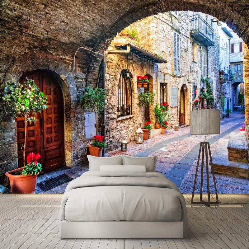 Европейский стиль, городской уличный пейзаж, настенная роспись, обои для гостиной, спальни, телевизора, дивана, фон, стена, домашний декор