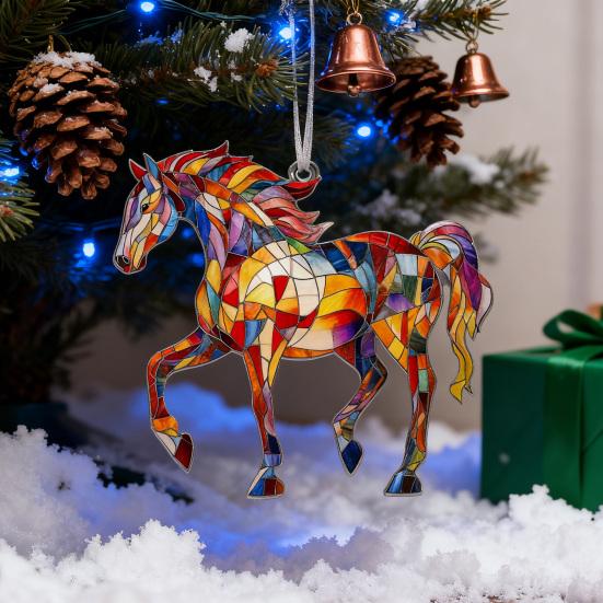 Лошадь Акриловый Ловец Солнца Красочная Лошадь Украшение на Рождественскую Елку Конный Подарок Женщинам для Любителей Лошадей