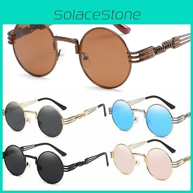Унисекс Ретро Круглые Солнцезащитные Очки с Легкой Металлической Оправой для Защиты от УФ-лучей**