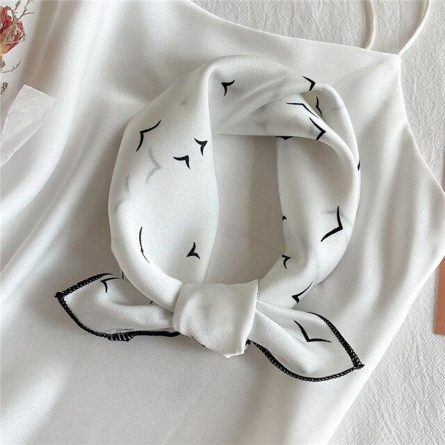 2021 Small Size Women Scarf Fashion Print Silk Scarves Square Neck Office Satin Handkerchief Bandana Foulard