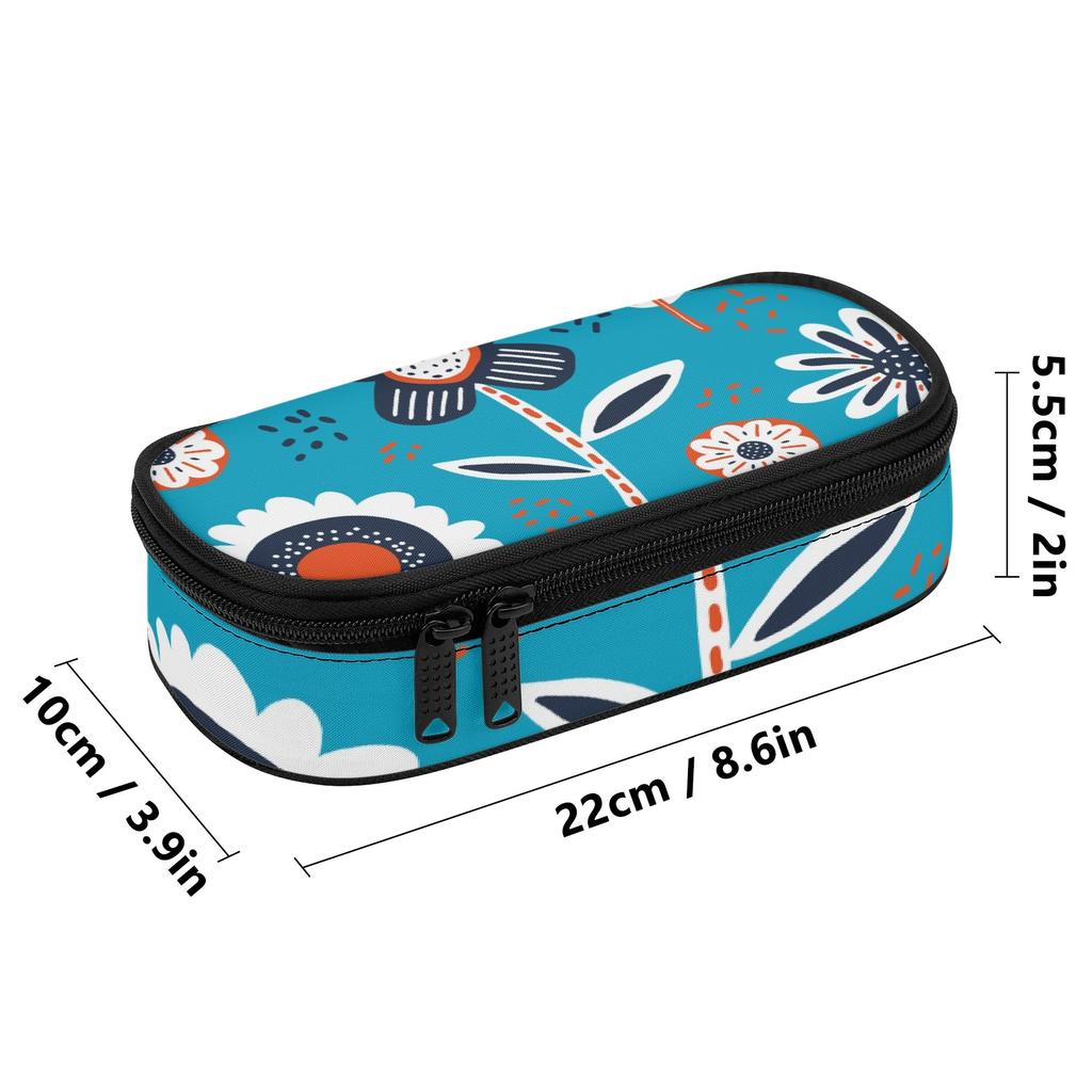 Pencil Bag Organized Storage Zipper Closure Wear Resistant Polyester with Main Compartment Mesh Pocket and Pen Slots for Students