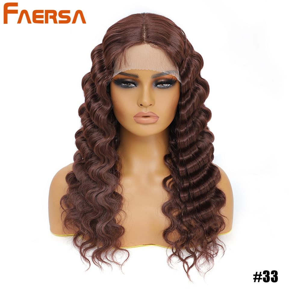 Synthetic Lace Wigs For Black Women Long Body Wave Lace Front Wig Brown Ombre Blond Wigs Heat Resistant Curly Wig