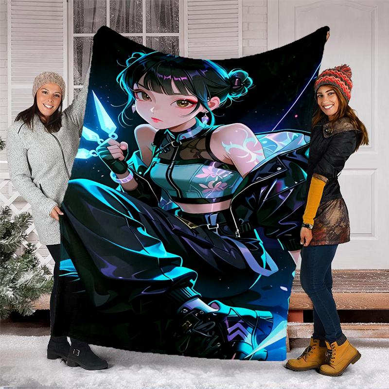 Demon Hunter printed throw blanket—soft,warm;versatile blanket for all seasons—perfect as &air-conditioning throw,nap blanket