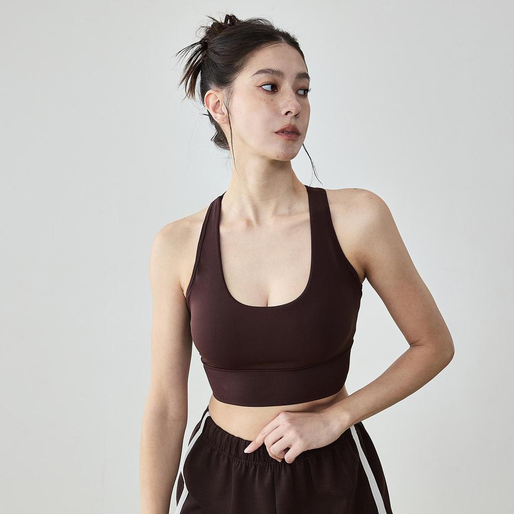 Женский летний утягивающий топ-бра для йоги с гоночной спинкой и нагрудными вкладышами - Красивый дизайн спины