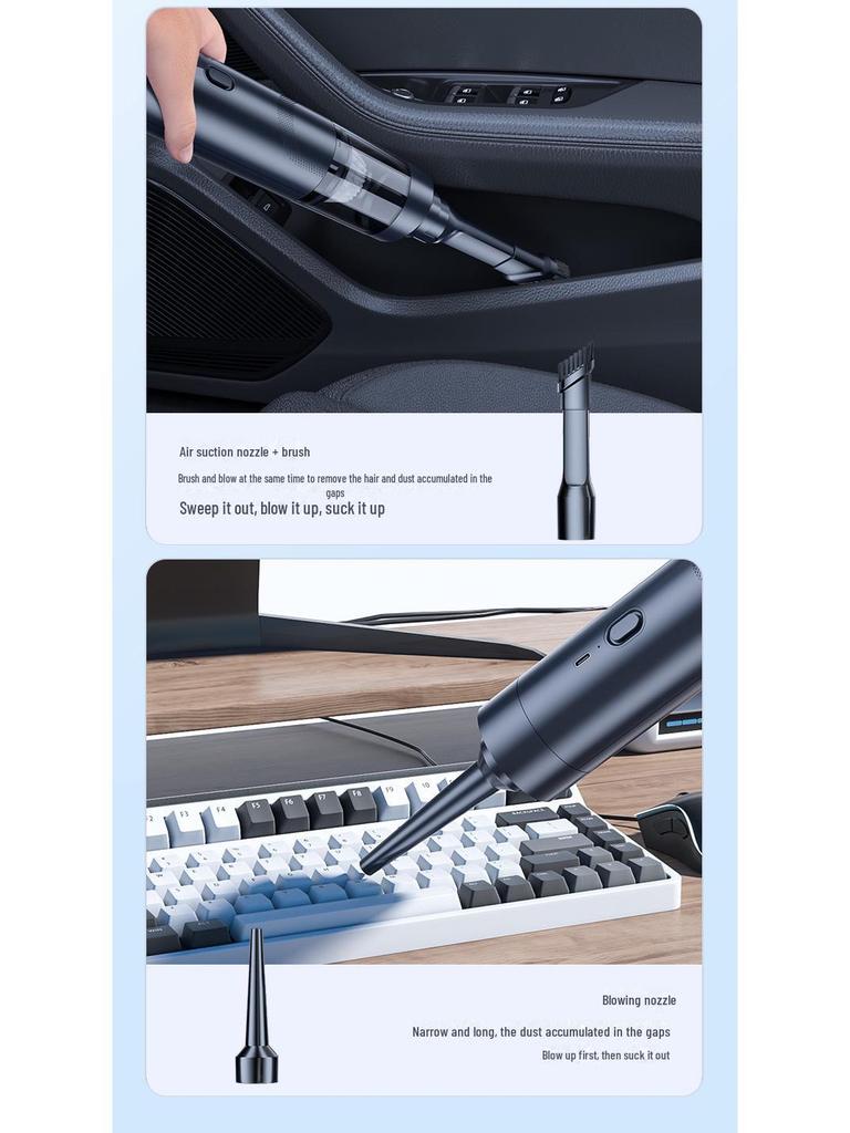 Компактный беспроводной автомобильный пылесос с мощным всасыванием и функцией выдува