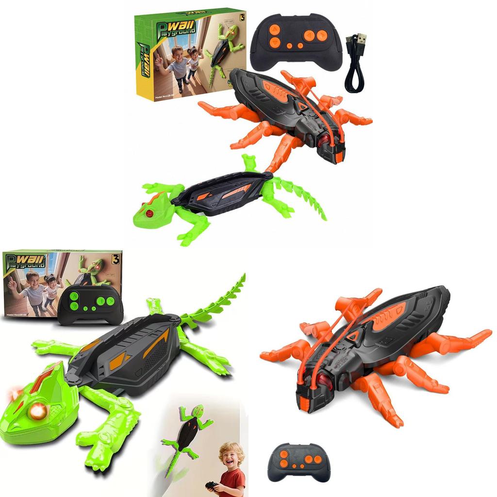 Wireless Remote Control Wall Climbing Lizard Toy With Led Design For Kids