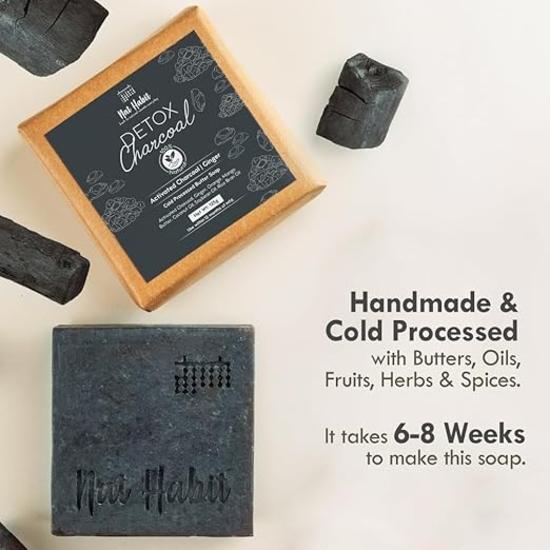 Nat Habit Brightening Milk-Rosehip & Detox Charcoal Butter Bath Soap With Cold Processed For Detoxification (125g X 2, Combo)