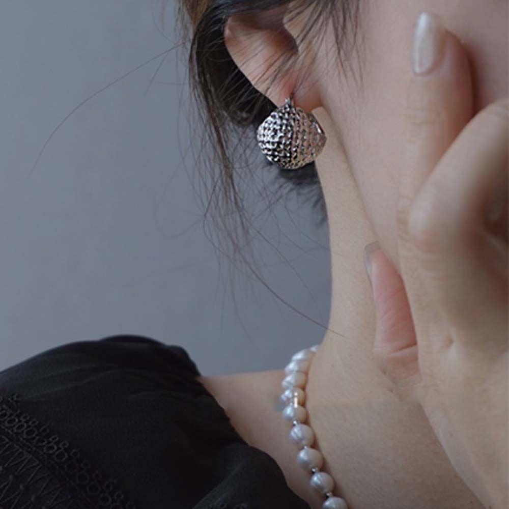 Серьги-корзинки с геометрическим узором, круглые, женские, золотые, серьги в корейском стиле, круглые серьги