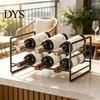 Modern Wine Storage Iron Rack, Curved Grooves, Countertop Cabinet Shelf, Compact Small Display Metal Bottle Holder, for Kitchen Cupboard And