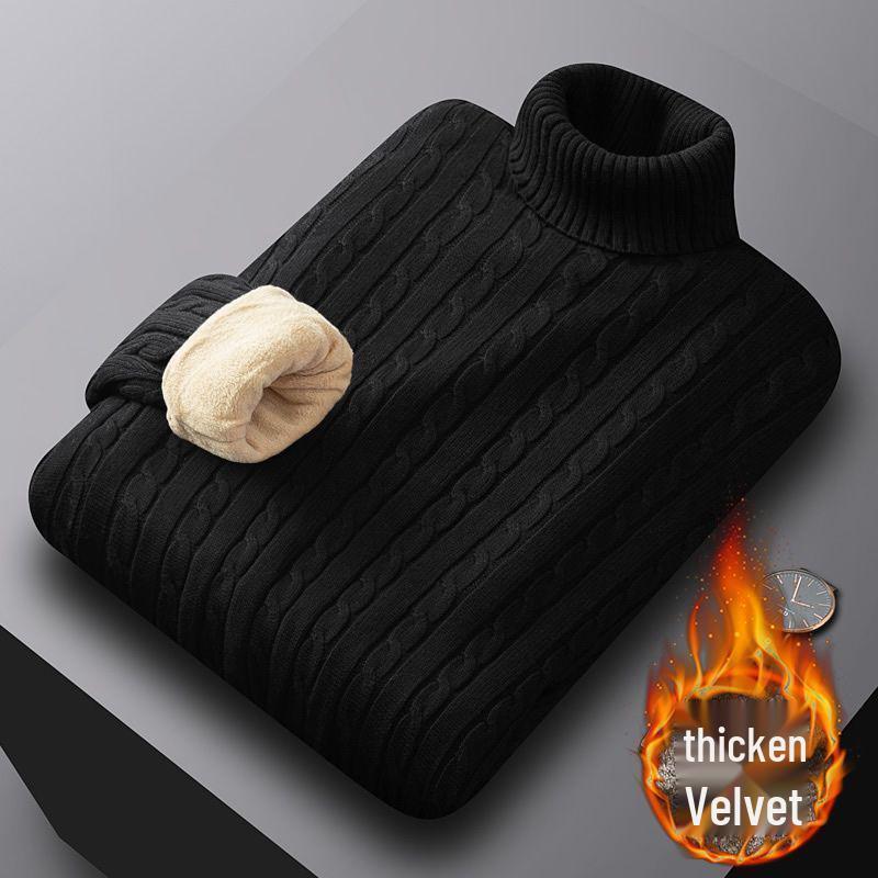 Men's 2023 Thick Velvet Turtleneck Sweater – Warm, High-End, 100% Cotton, Stylish and Comfortable